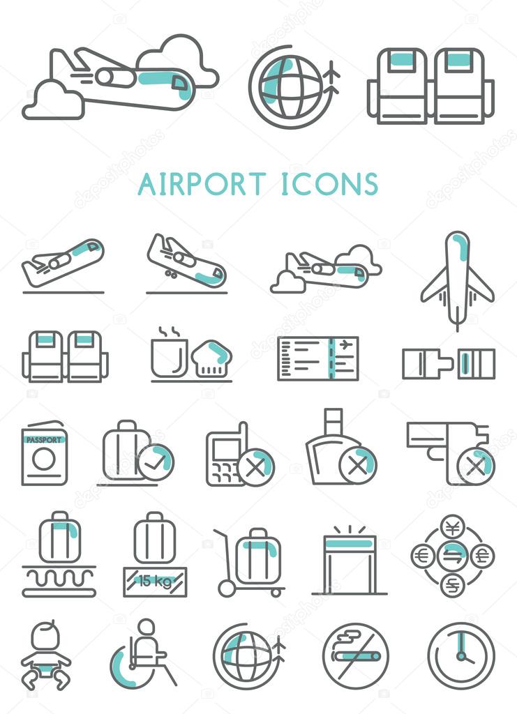 Airport Icons set vector design