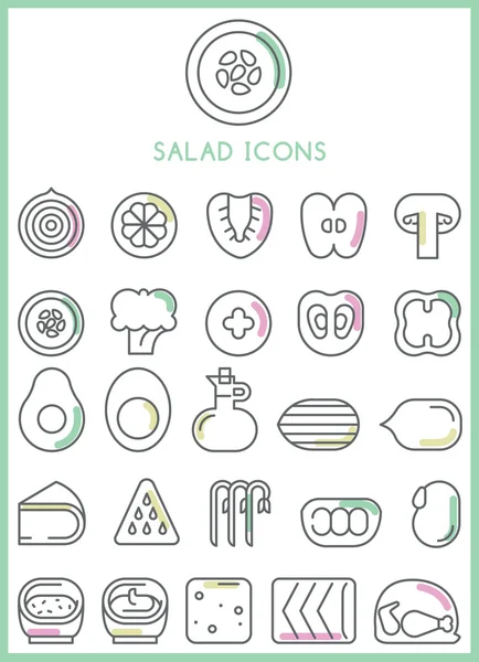 Salad icons set vector — Stockový vektor