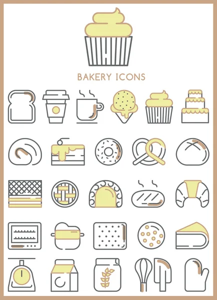 Bakery icons set vector — Stok Vektör