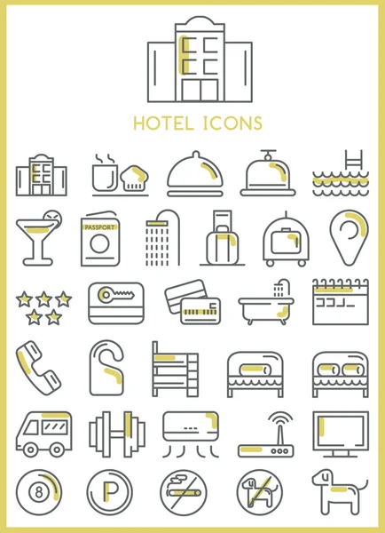 Iconos del hotel set vector — Archivo Imágenes Vectoriales