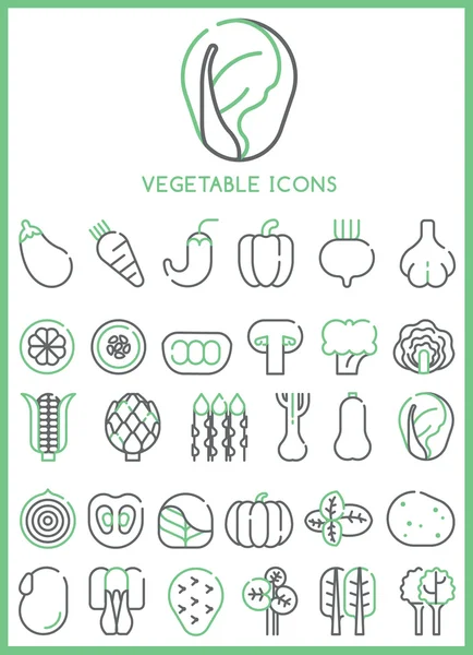 Iconos vegetales set vector — Vector de stock