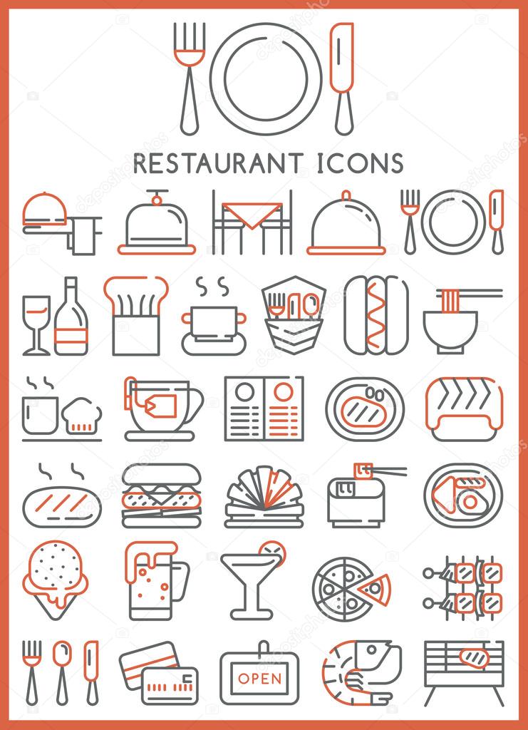 Restaurant icons set vector