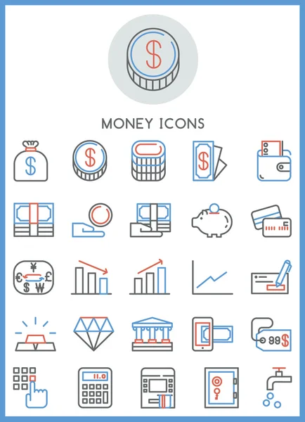 Pengar av business ikoner som vektor — Stock vektor