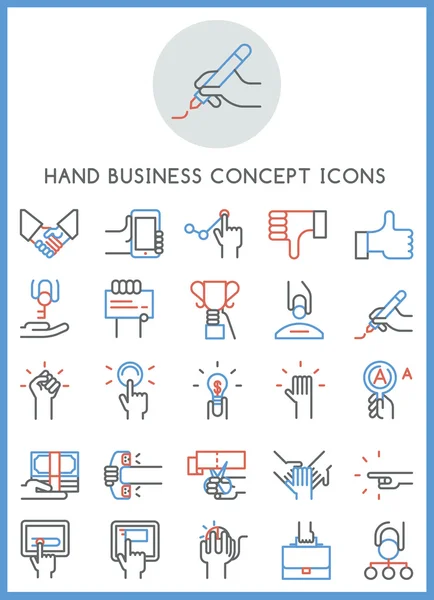 Hand Business-Konzept Symbole setzen Design-Vektor — Stockvektor