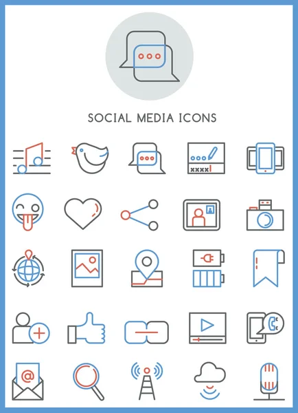 Icone dei social media set design vettoriale — Vettoriale Stock