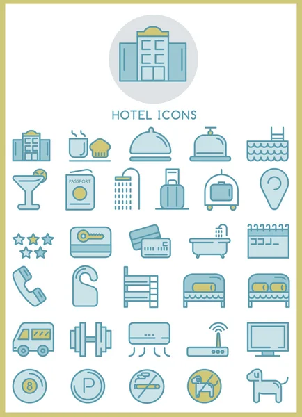 Hotel ícones definir conceito de design —  Vetores de Stock