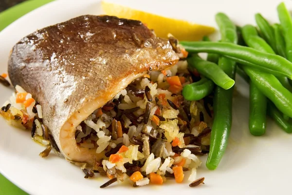 Roasted trout with rice — Stock Photo, Image
