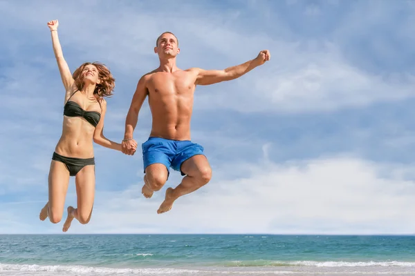 Honeymoon couple on beach holiday Stock Photo