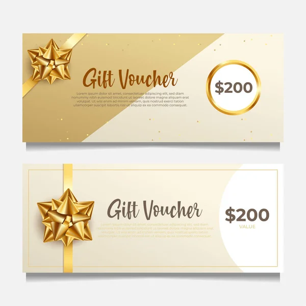 Elegant Gift Voucher Template Golden Style — Stock Vector