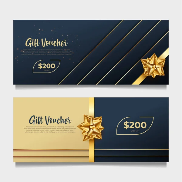 Elegant Gift Voucher Template Golden Style — Stock Vector
