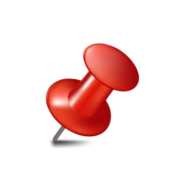 Beyaz arkaplanda izole edilmiş kırmızı raptiye çizimi.