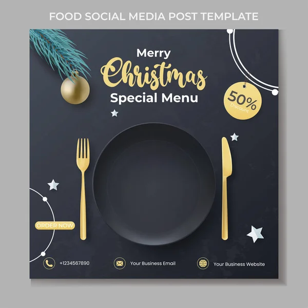 Food Social Media Post Template Christmas Day Social Media Post — Stock Vector