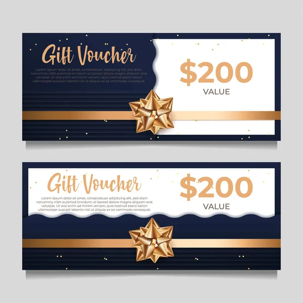 Gift Voucher Template Golden Style — Stock Vector
