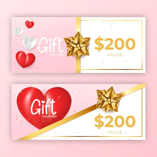 Valentines Day Gift Voucher Template — Stock Vector