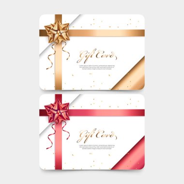 Altın kurdeleli hediye kartı şablonu.