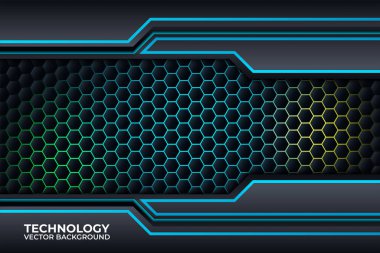 Siyah ve mavi arka plan tasarımı, teknoloji kurumsal iş şablonu.