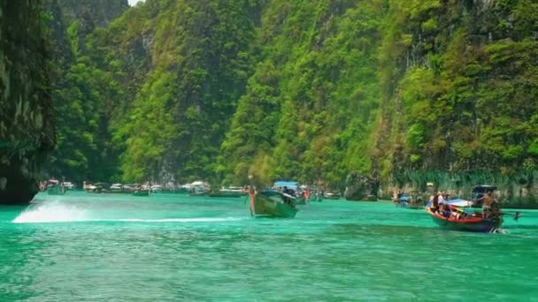 Reizen Boot Vanaf Koh Phi Phi Thailand Rondtoeren Door Het — Stockvideo