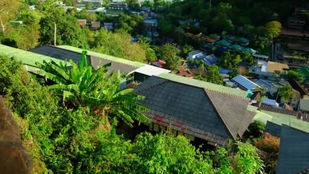 Tilt Vdo Panoramautsikt Från Hög Vinkel Synvinkel Phi Phi Island — Stockvideo