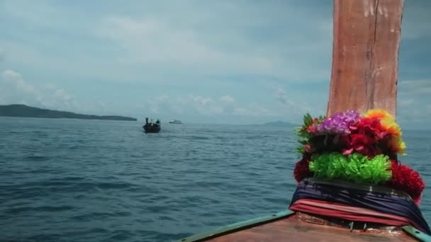 Kilátás Hagyományos Thai Hajó Gyors Közlekedés Szabadtéri Turizmus Andaman Tenger — Stock videók