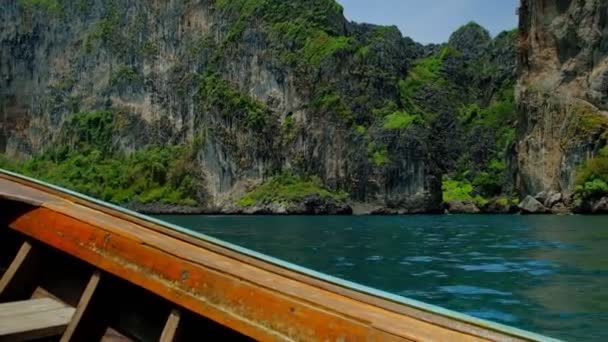 Voyage Bateau Depuis Koh Phi Phi Thaïlande Parcourant Paysage Beau — Video