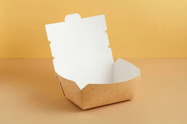 Brown Paper Food Box Ground Color Background Reusable Package Concept — Stock Photo, Image