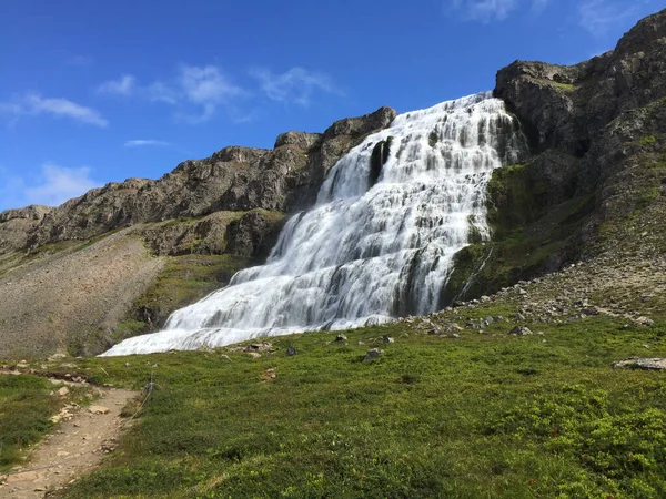 Zdjęcie Wodospadu Dynjandi Islandii Piękny Letni Dzień — Zdjęcie stockowe