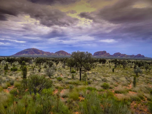 Panorama Kata Tjuta Interior Australiano Con Cielo Dramático Imagen De Stock