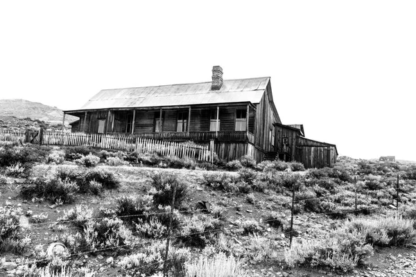 Black White Photograph Dilapidated House Bodi Ghost Town California Usa — Stock Photo, Image