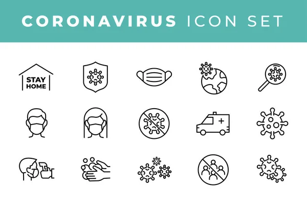 Ikon Coronavirus Diatur Untuk Infografis Atau Situs Web Novel Coronavirus - Stok Vektor