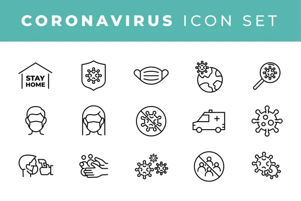 Bilgi ya da web sitesi için Coronavirus simgesi ayarlandı. Roman Coronavirus 2019-nCoV. 2019 ve 2020 salgını