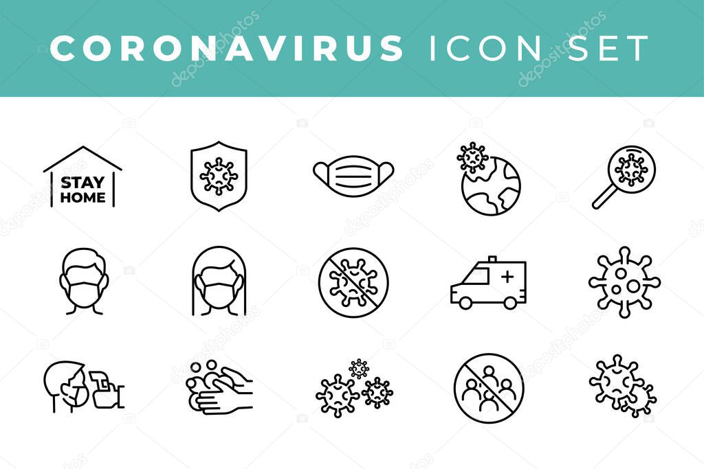 Coronavirus icon set for infographic or website. Novel Coronavirus 2019-nCoV. 2019 and 2020 epidemic