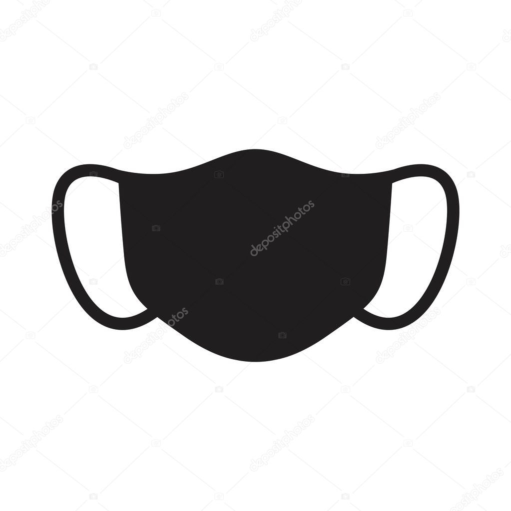Medical face mask vector icon template illustration with black color