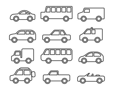 Araba vektör çizgisi simgesi ayarlandı