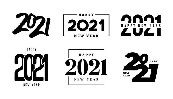 2021 Büyük Seti Mutlu Yıllar Logosu Metin Tasarımı 2021 Numara — Stok Vektör