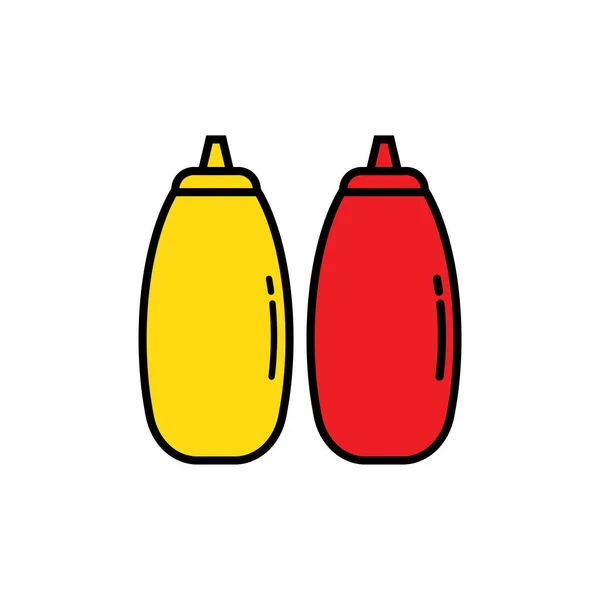 Μαγιονέζα Και Hot Sauce Επίπεδη Σχεδίαση Εικονογράφηση Διανύσματος — Διανυσματικό Αρχείο
