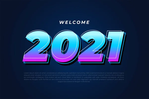 Effet Texte Modifiable Bienvenue 2021 Avec Dégradé Couleur Illustration Vectorielle — Image vectorielle
