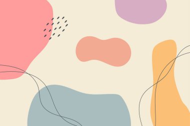 Soyut arkaplan. El çizimi çeşitli şekiller ve karalama nesneleri. Modern modern vektör illüstrasyonu. Her arka plan izole edilmiş. Pastel rengi