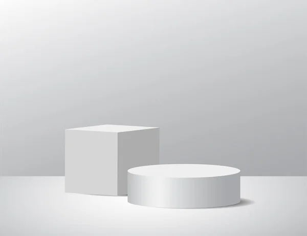 Minimalist podyum ve sahne 3d vektör işlemeli soyut arkaplan kompozisyonu, 3d illüstrasyon ürün gösterimi için geometri platformunun şekil sahnesi. Modern ödülün sahnesi