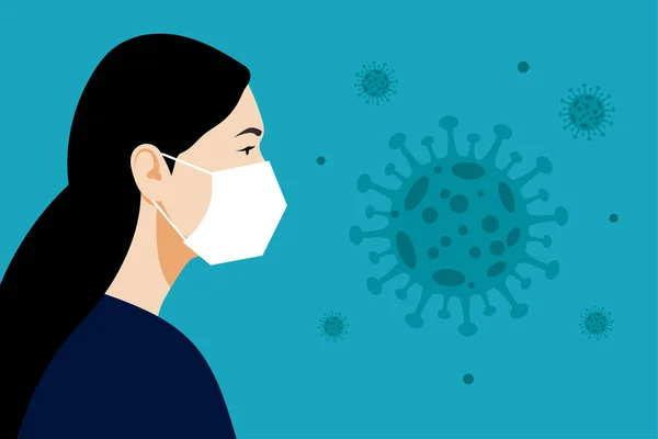 Weiße Frau Medizinischer Maske Coronavirus Quarantäne Konzept Neuartiges Coronavirus 2019 — Stockvektor