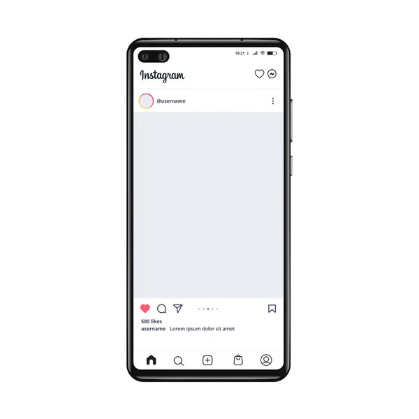 Smartphone vektör illüstrasyonunda Instagram şablonu. Mükemmel sosyal medya sonrası çerçeve çizimi.