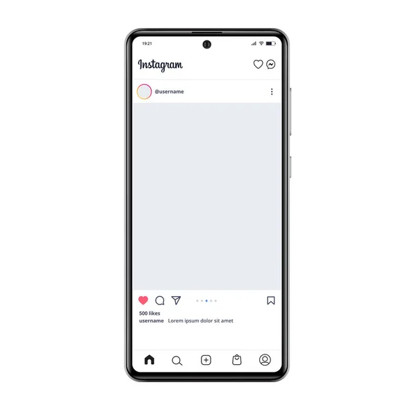 Smartphone vektör illüstrasyonunda Instagram şablonu. Mükemmel sosyal medya sonrası çerçeve çizimi.