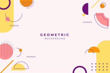 Memphis tarzında geometrik soyut bir arkaplan. Vektör İllüstrasyonu.
