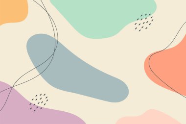 Soyut arkaplan. El çizimi çeşitli şekiller ve karalama nesneleri. Modern modern vektör illüstrasyonu. Her arka plan izole edilmiş. Pastel rengi