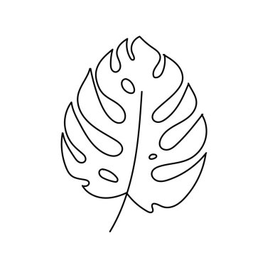 El çizimi olan canavar yaprağı ikonu. Vektör illüstrasyonu