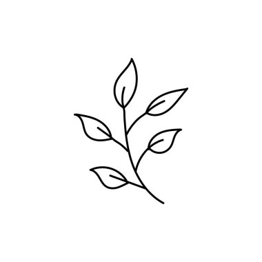 El çizgileri olan bir yaprak simgesi. Vektör illüstrasyonu