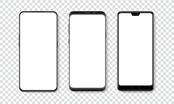 Smartphone Mode Réaliste Haute Qualité Avec Écran Blanc Vierge Modèle — Image vectorielle