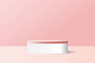 Minimalist podyum ve sahne 3d vektör işlemeli soyut arkaplan kompozisyonu, 3d illüstrasyon ürün gösterimi için geometri platformunun şekil sahnesi. Modern ödülün sahnesi