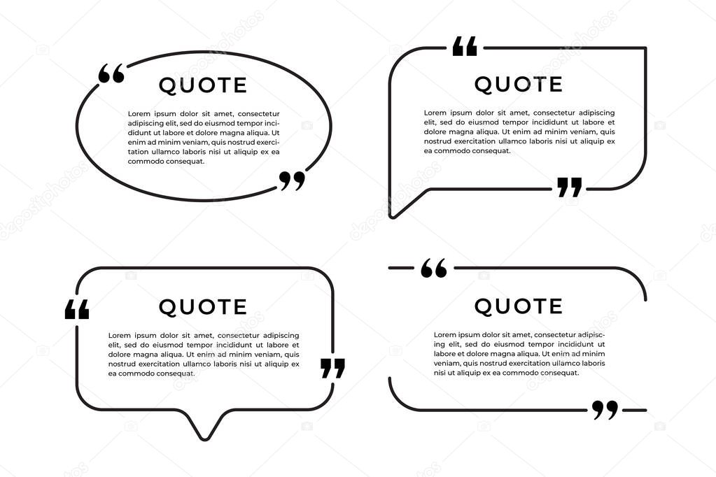 Set of speech bubble templates with communication quote frames. Vector illustration.