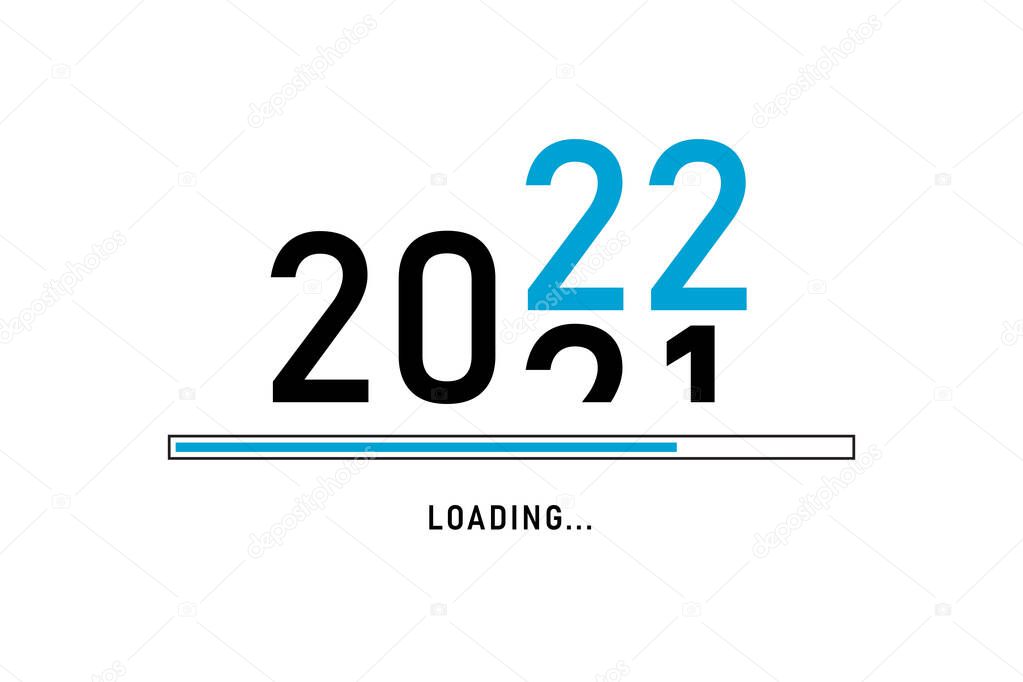 Loading process ahead of new year 2022. Symbol of new year 2022 celebration. Creative festive banner with trendy design.