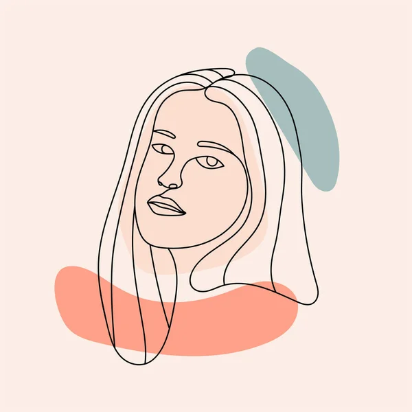 Ilustración Vectorial Del Rostro Abstracto Mujer Dibujado Mano Con Líneas — Vector de stock